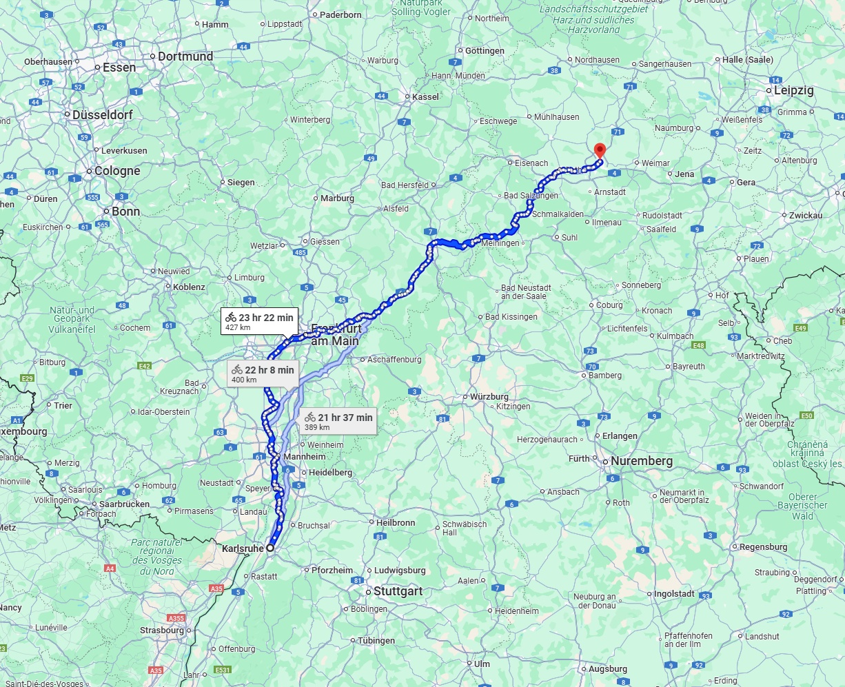 Anreise von Karlsruhe Zu Erfurt Über 