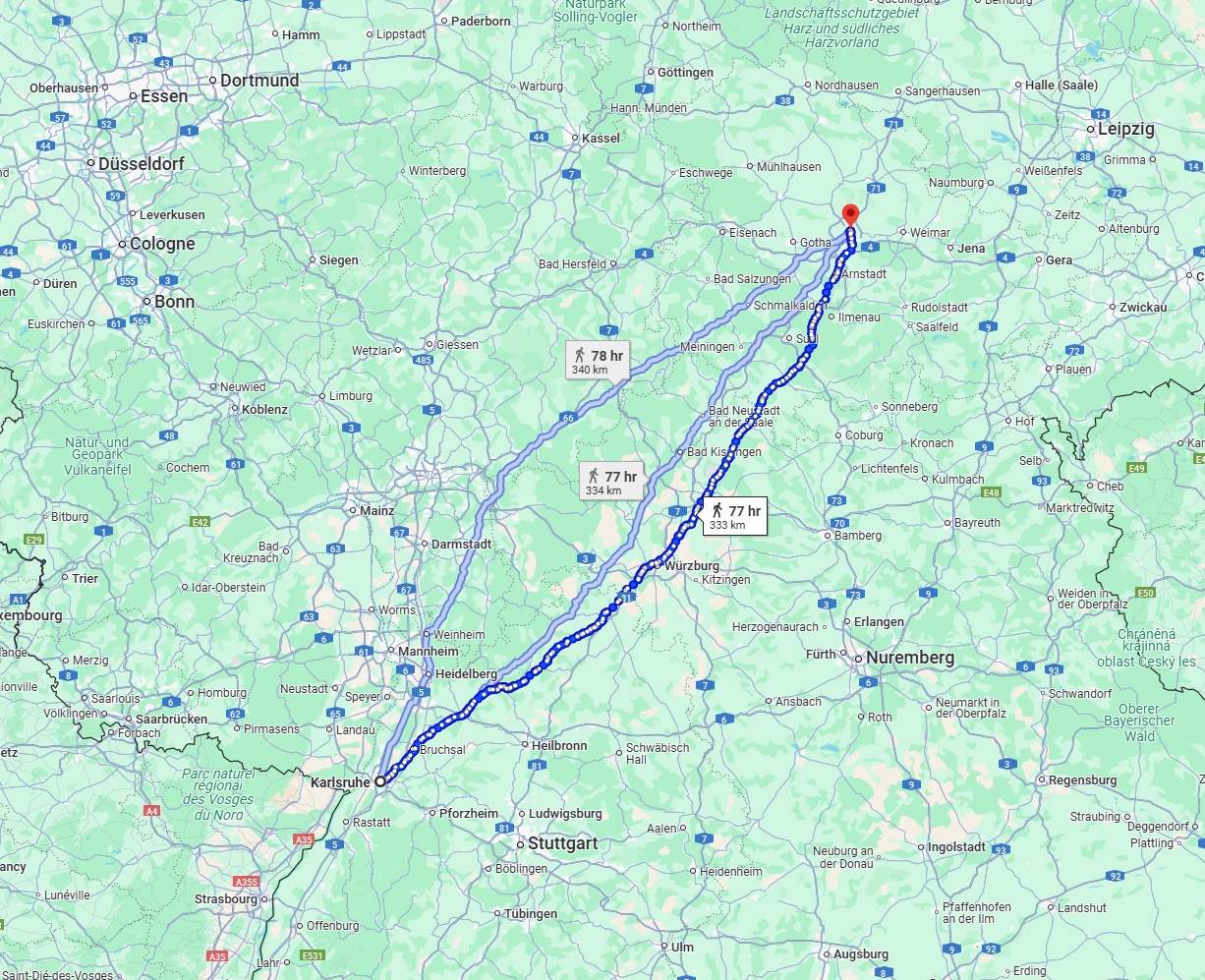 Anreise von Karlsruhe Zu Erfurt Über 