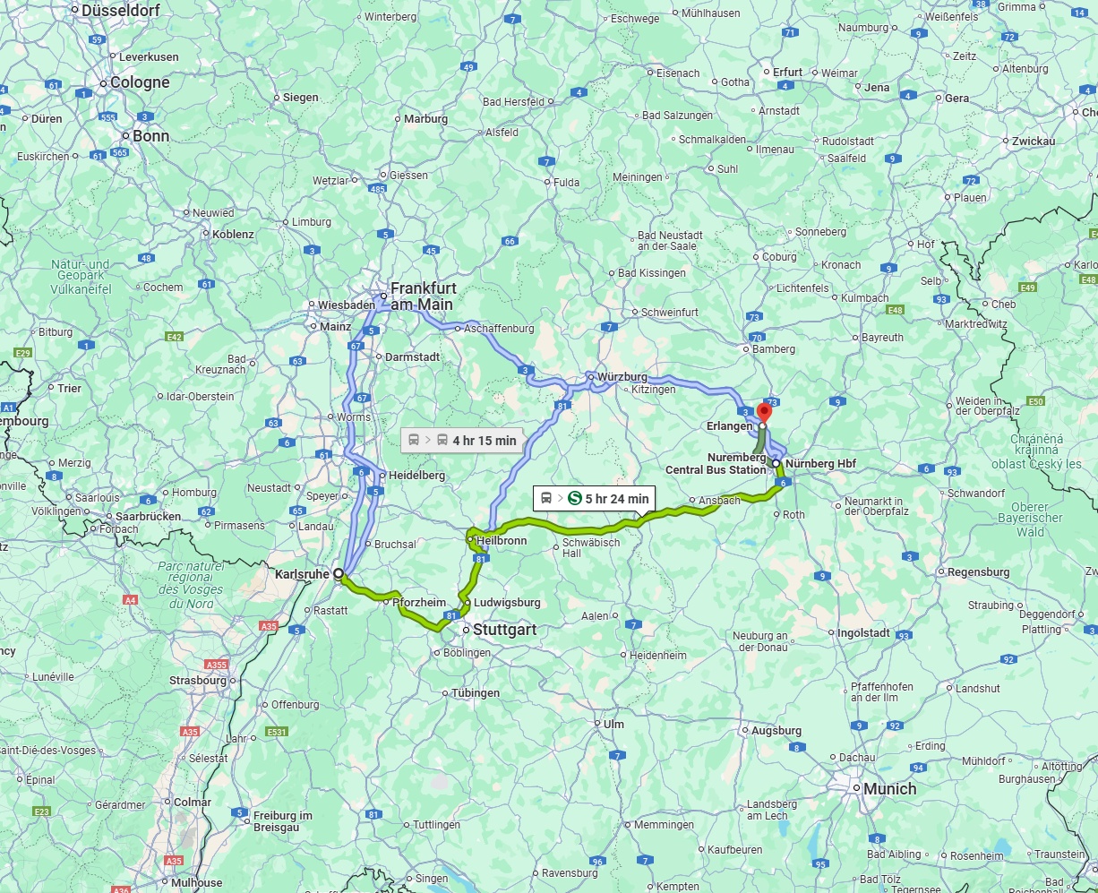 Anreise von Karlsruhe Zu Erlangen Über 