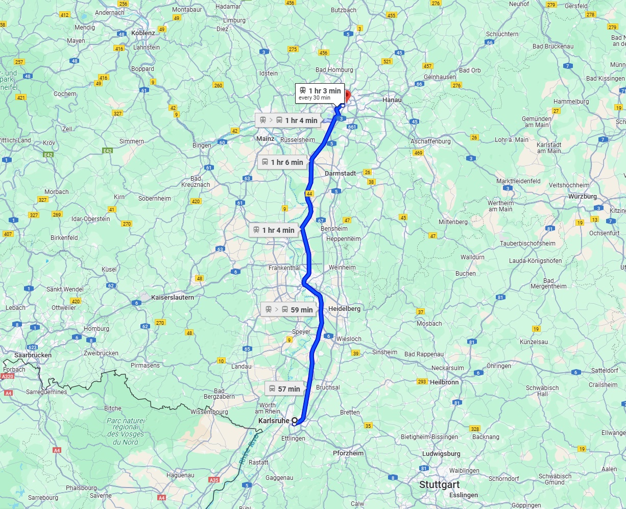 Anreise von Karlsruhe Zu Frankfurt am Main Über 