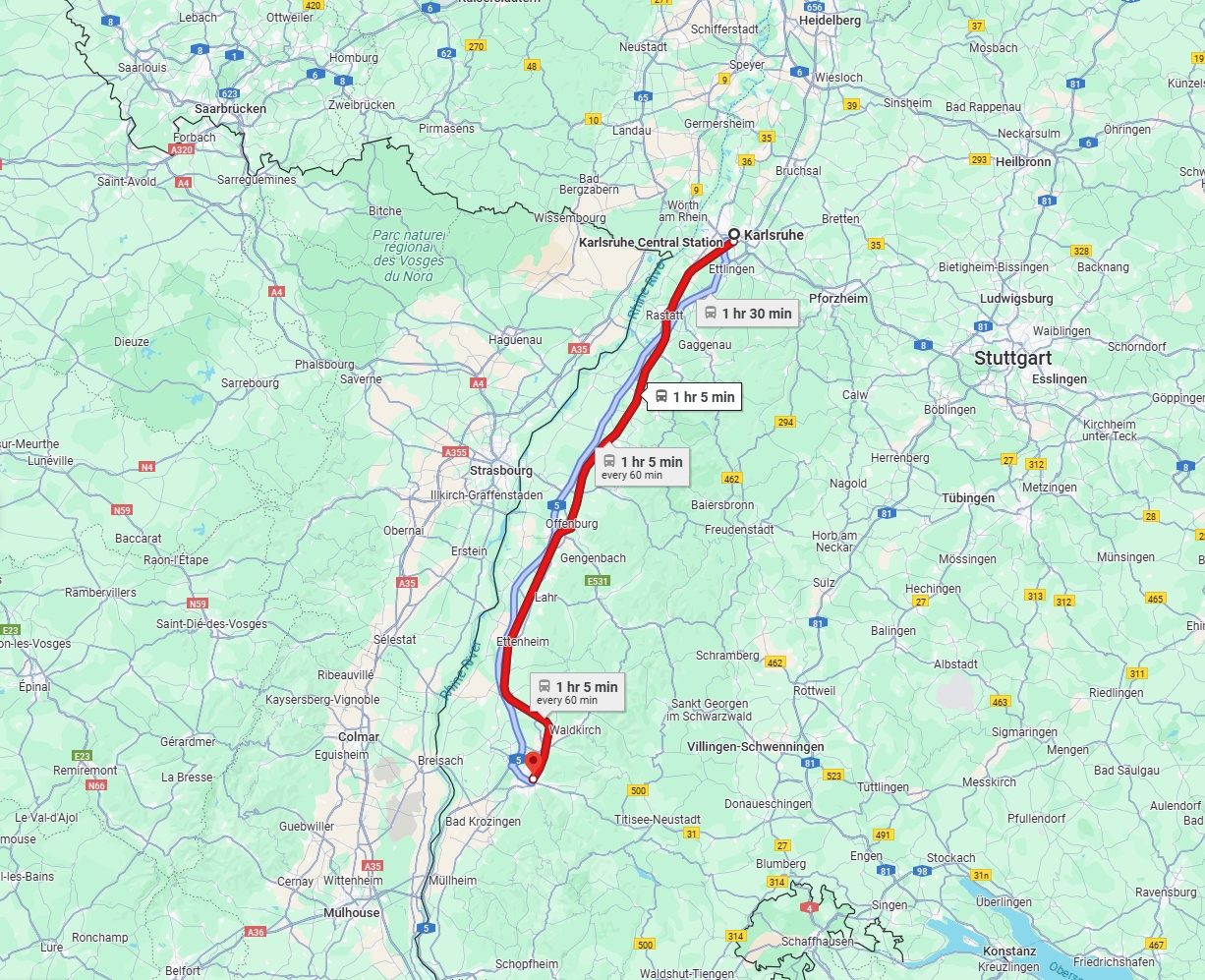 Anreise von Karlsruhe Zu Freiburg im Breisgau Über 