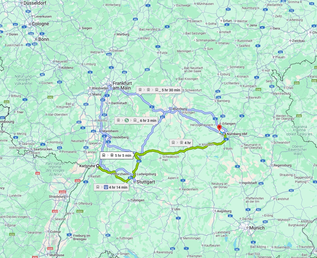 Anreise von Karlsruhe Zu Fürth Über 
