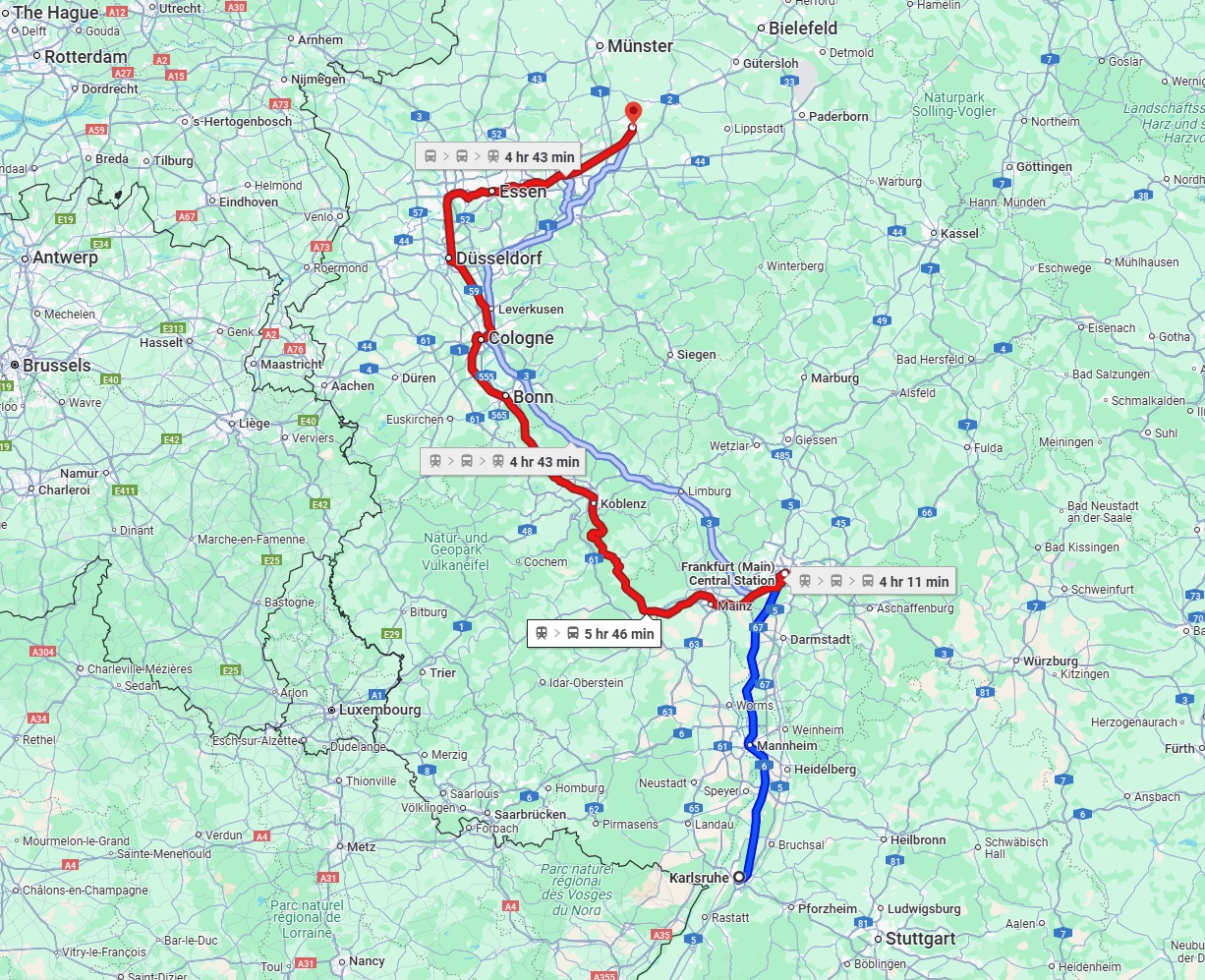 Anreise von Karlsruhe Zu Hamm Über 