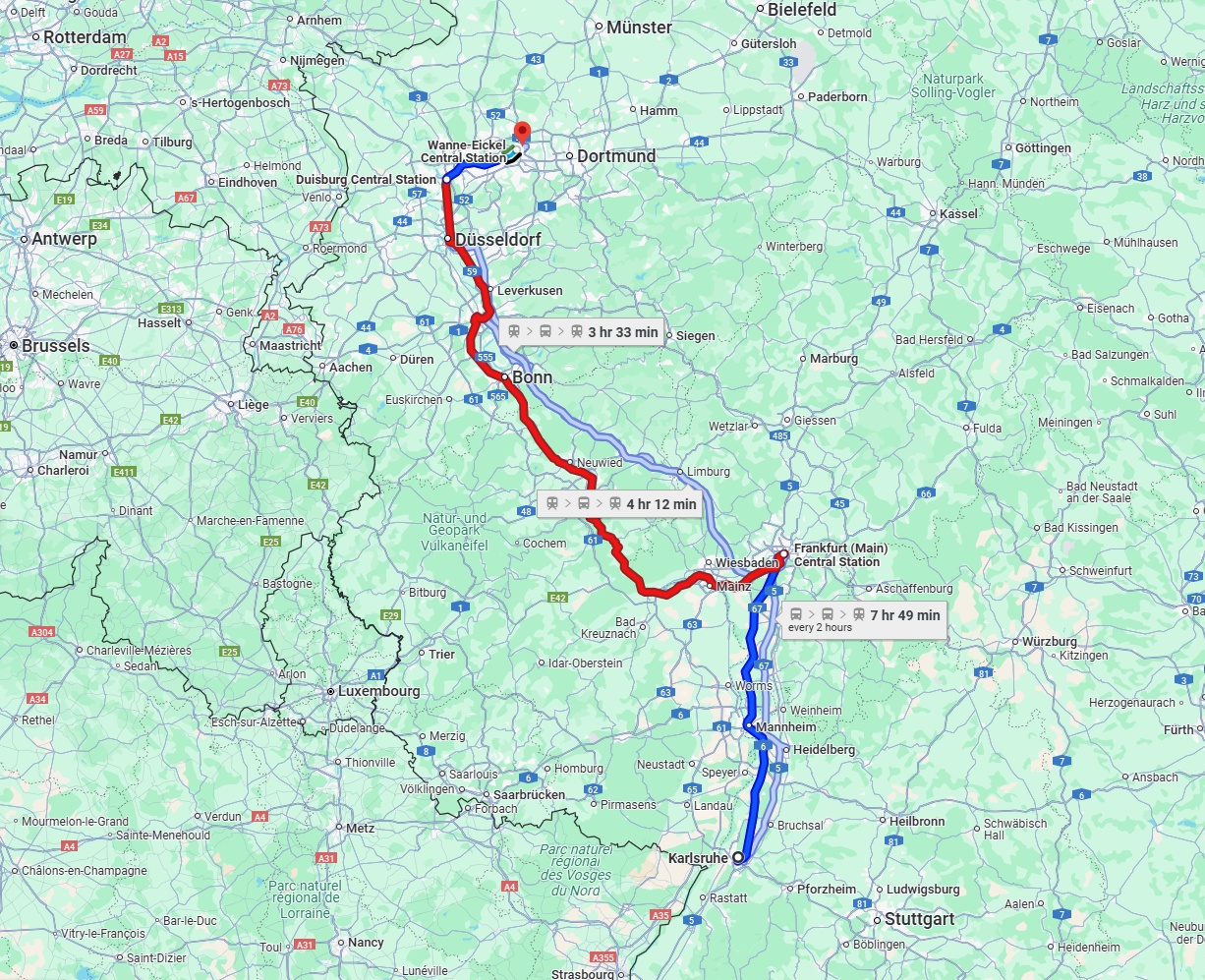 Anreise von Karlsruhe Zu Herne Über 