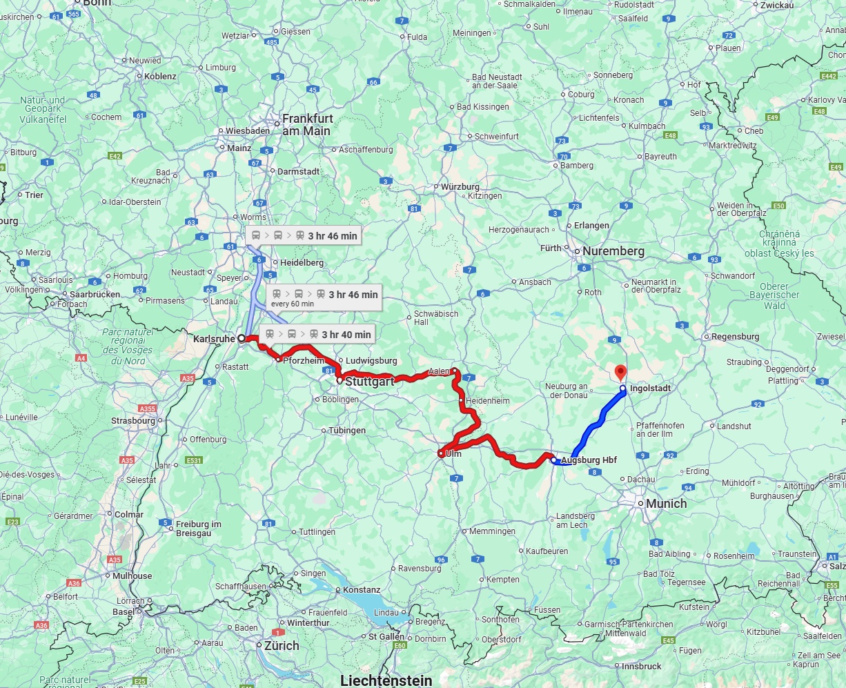 Anreise von Karlsruhe Zu Ingolstadt Über 