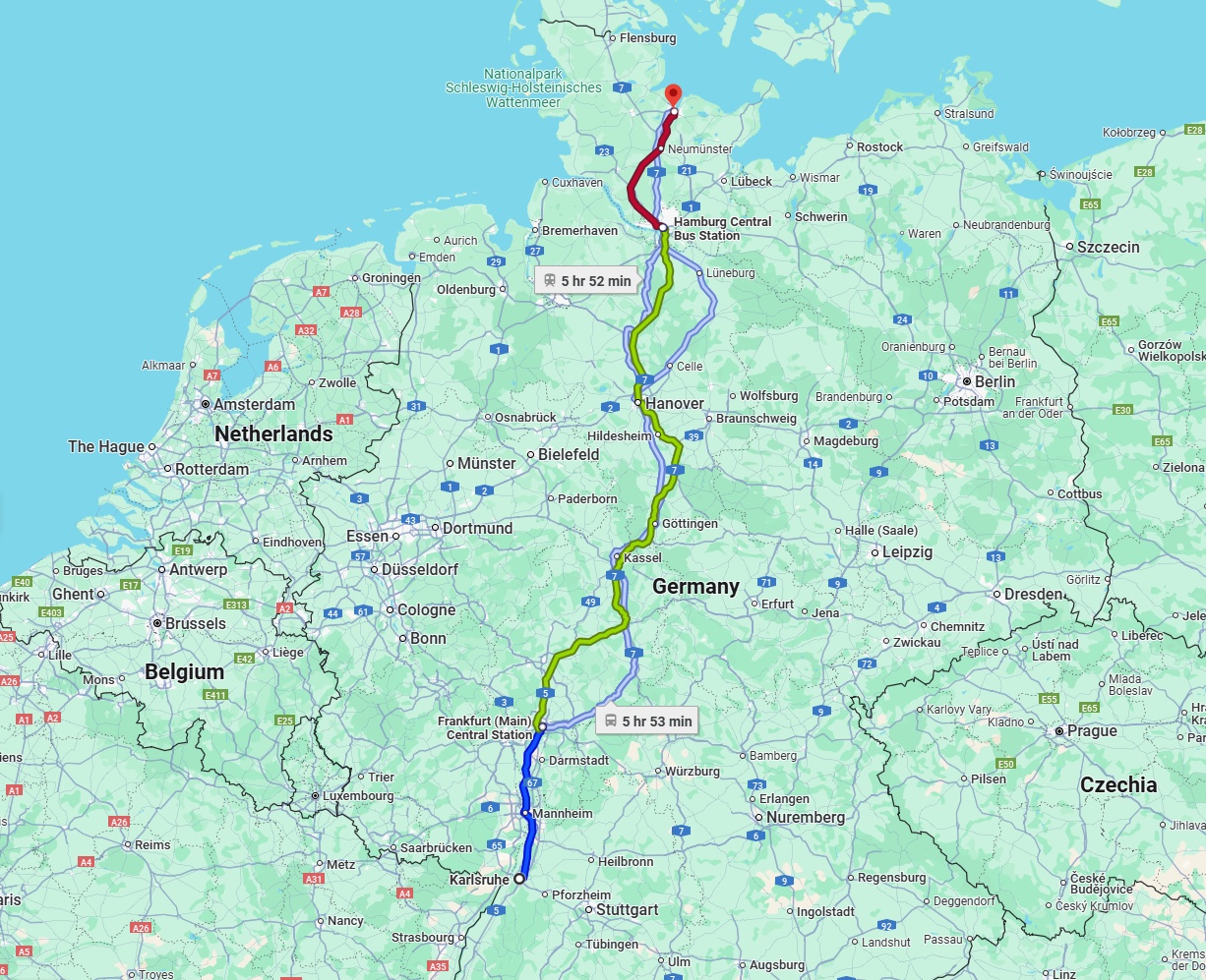 Anreise von Karlsruhe Zu Kiel Über 