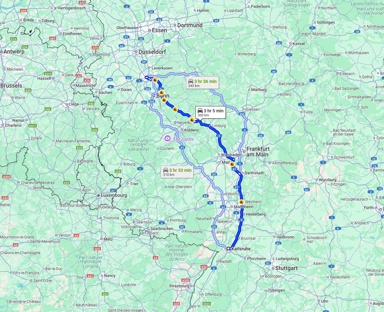 Anreise von Karlsruhe Zu Köln Über via A5 and A3