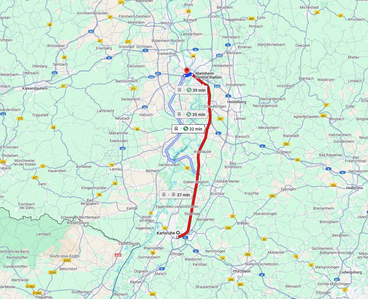 Anreise von Karlsruhe Zu Ludwigshafen am Rhein Über 