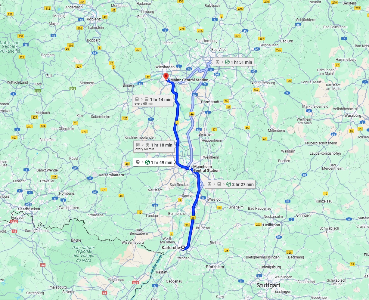 Anreise von Karlsruhe Zu Mainz Über 