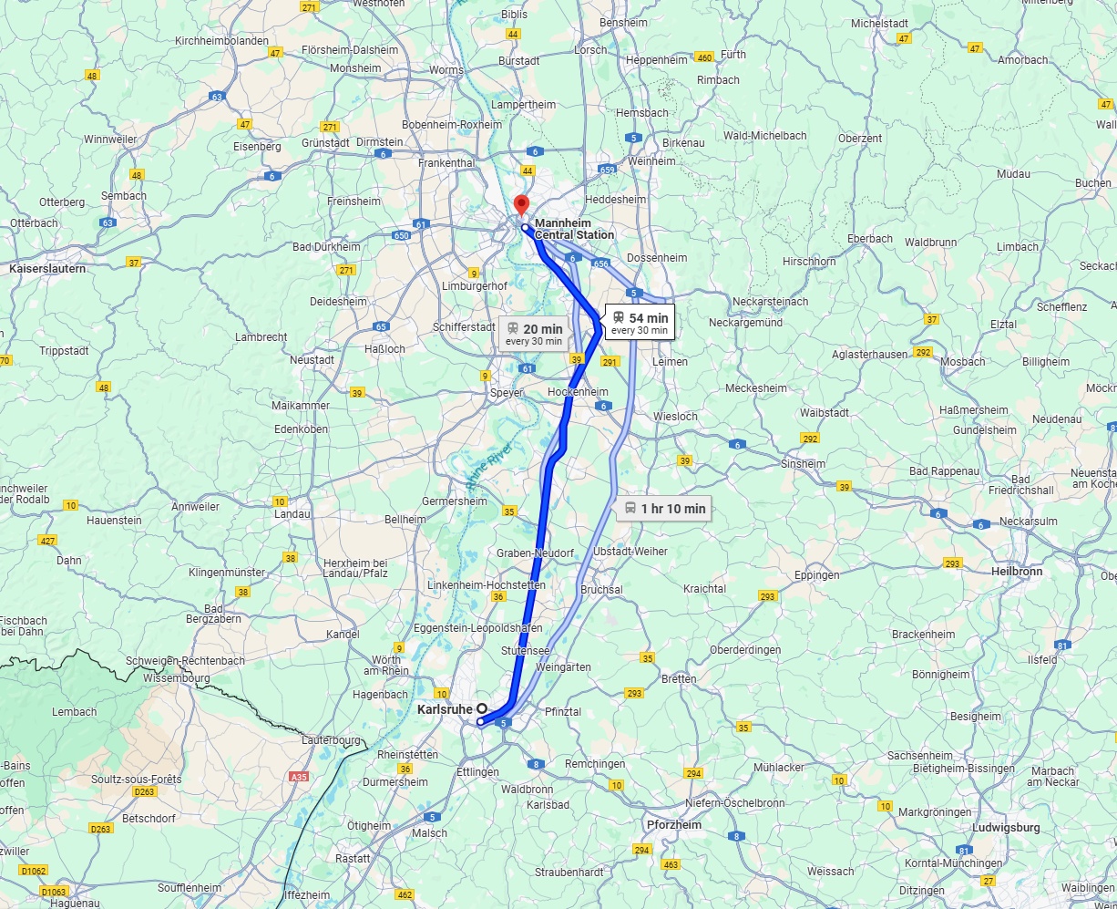 Anreise von Karlsruhe Zu Mannheim Über 