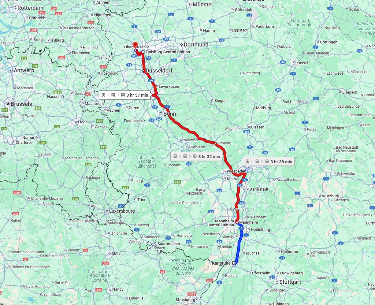 Anreise von Karlsruhe Zu Moers Über 
