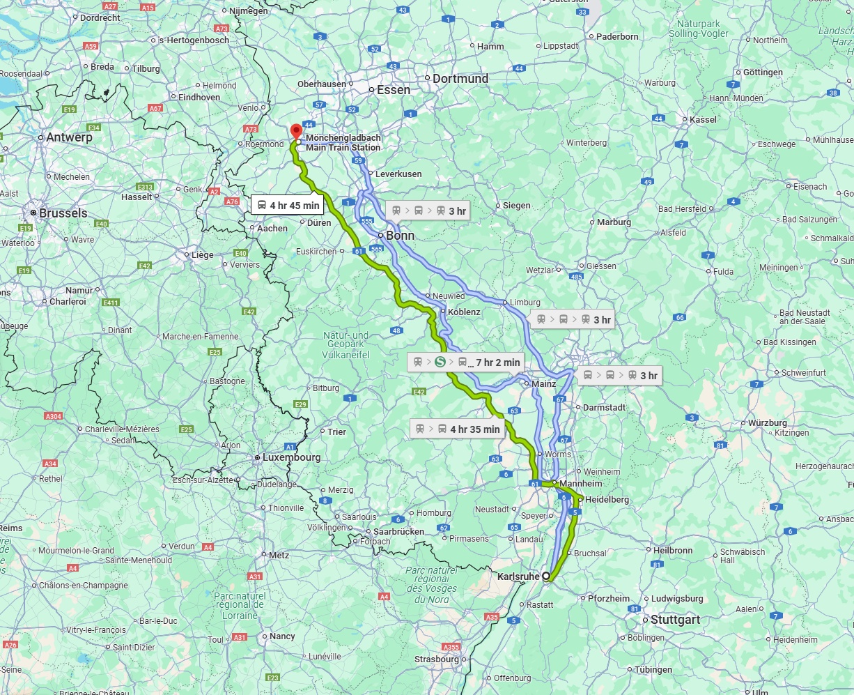 Anreise von Karlsruhe Zu Mönchengladbach Über 