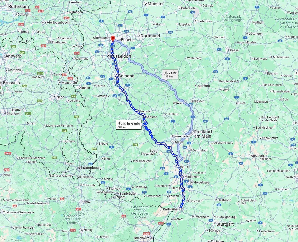 Anreise von Karlsruhe Zu Mülheim an der Ruhr Über 
