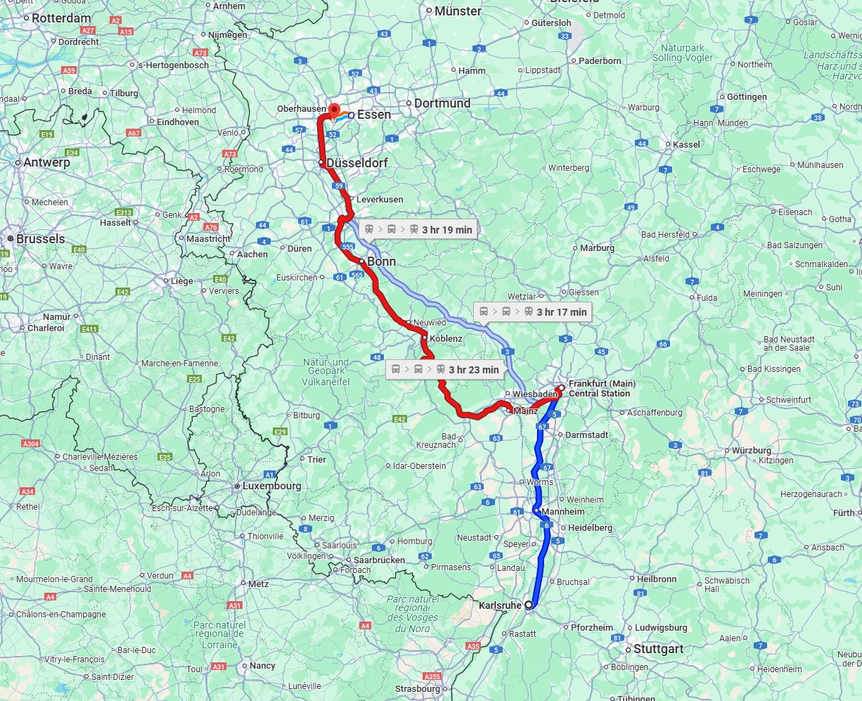 Anreise von Karlsruhe Zu Mülheim an der Ruhr Über 
