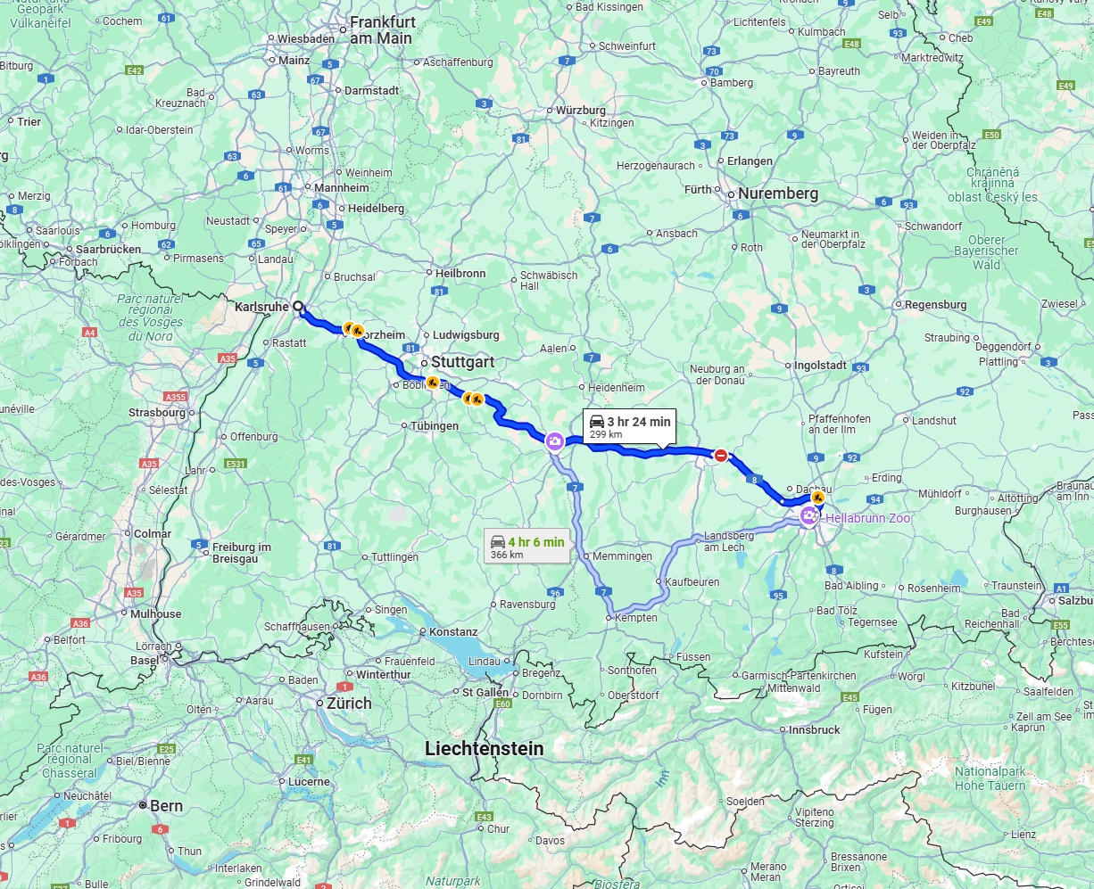 Anreise von Karlsruhe Zu München Über via A8