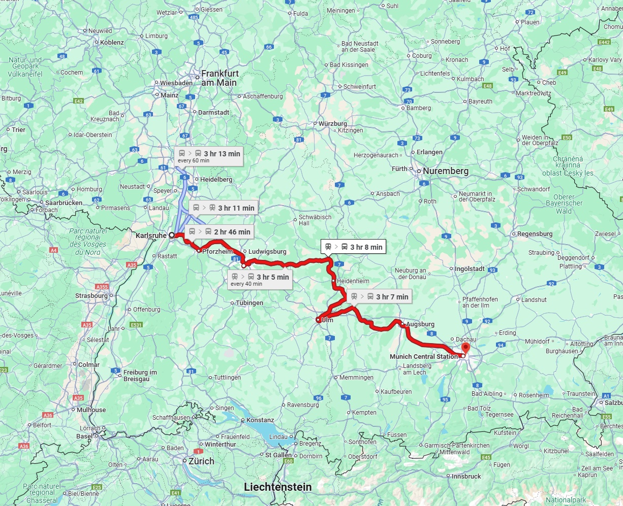 Anreise von Karlsruhe Zu München Über 