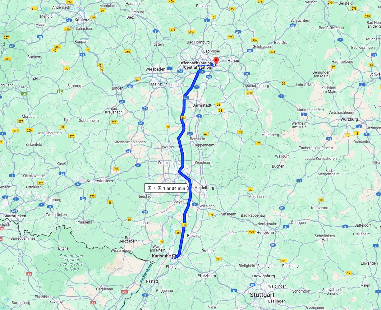 Anreise von Karlsruhe Zu Offenbach am Main Über 