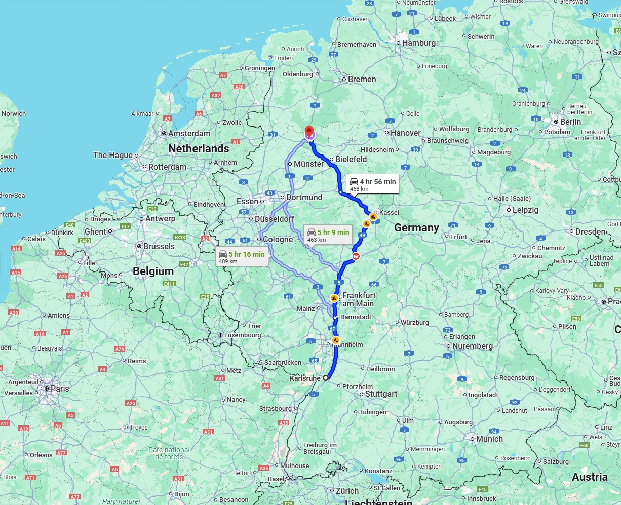Anreise von Karlsruhe Zu Osnabrück Über via A5