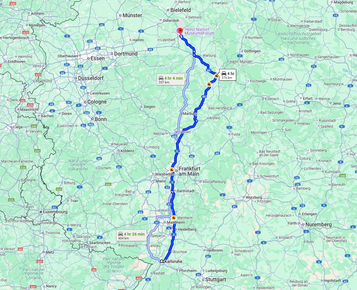 Anreise von Karlsruhe Zu Paderborn Über via A5