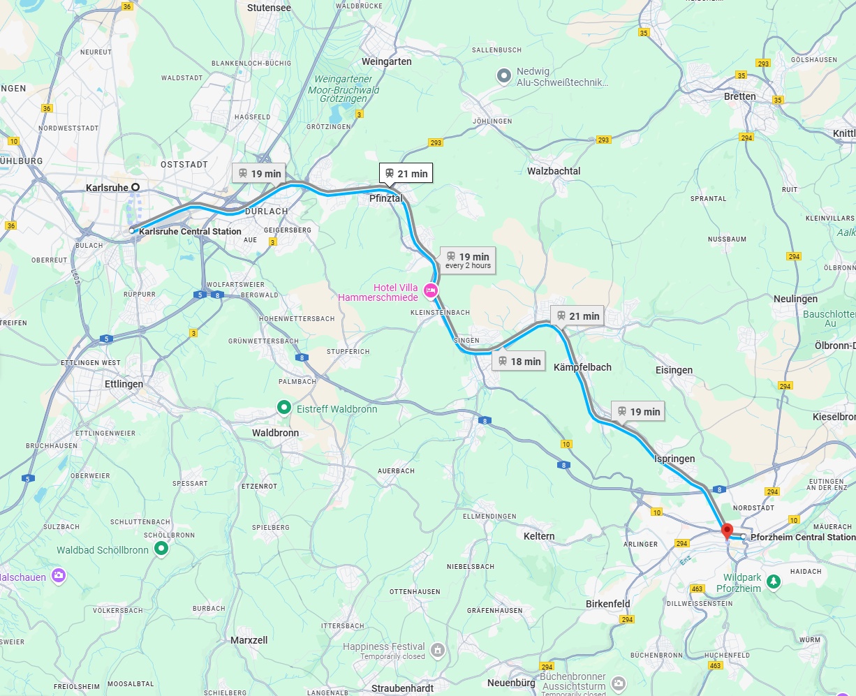 Anreise von Karlsruhe Zu Pforzheim Über 