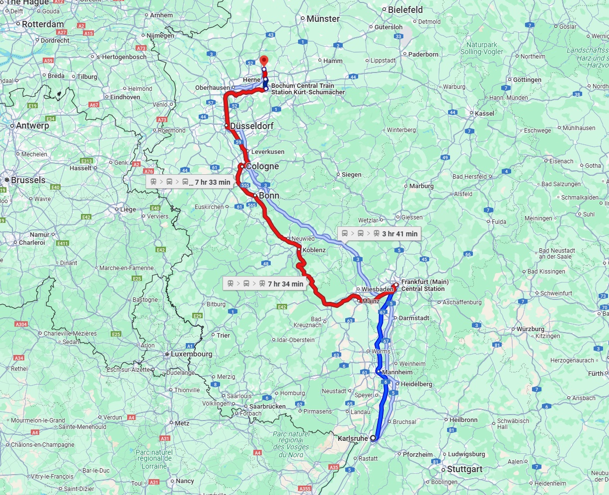 Anreise von Karlsruhe Zu Recklinghausen Über 