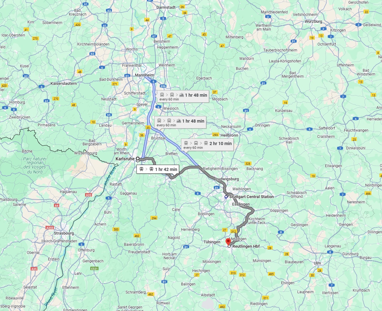 Anreise von Karlsruhe Zu Reutlingen Über 