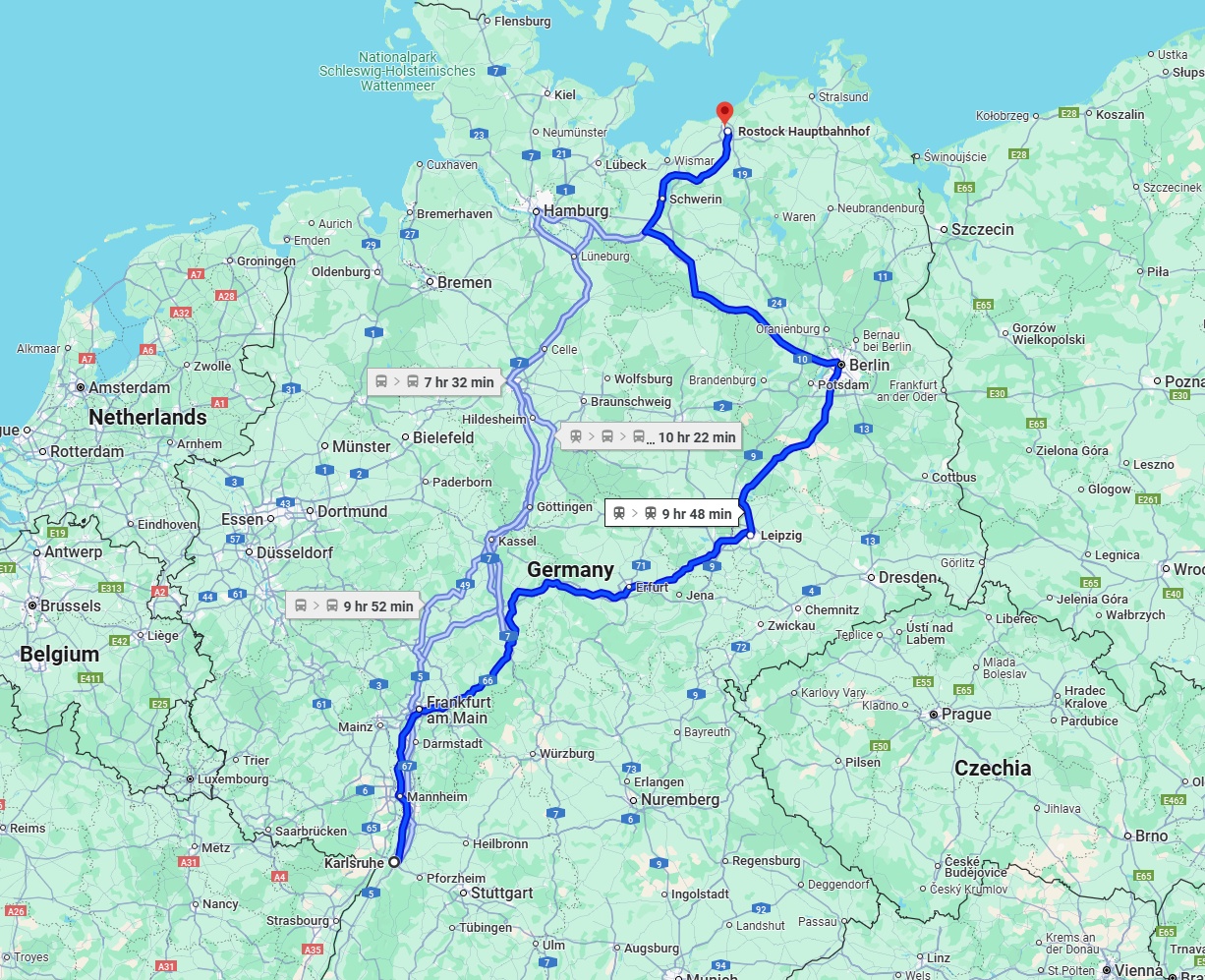 Anreise von Karlsruhe Zu Rostock Über 