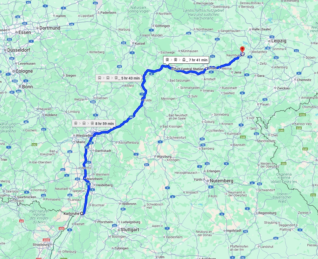 Anreise von Karlsruhe Zu Saale Über 