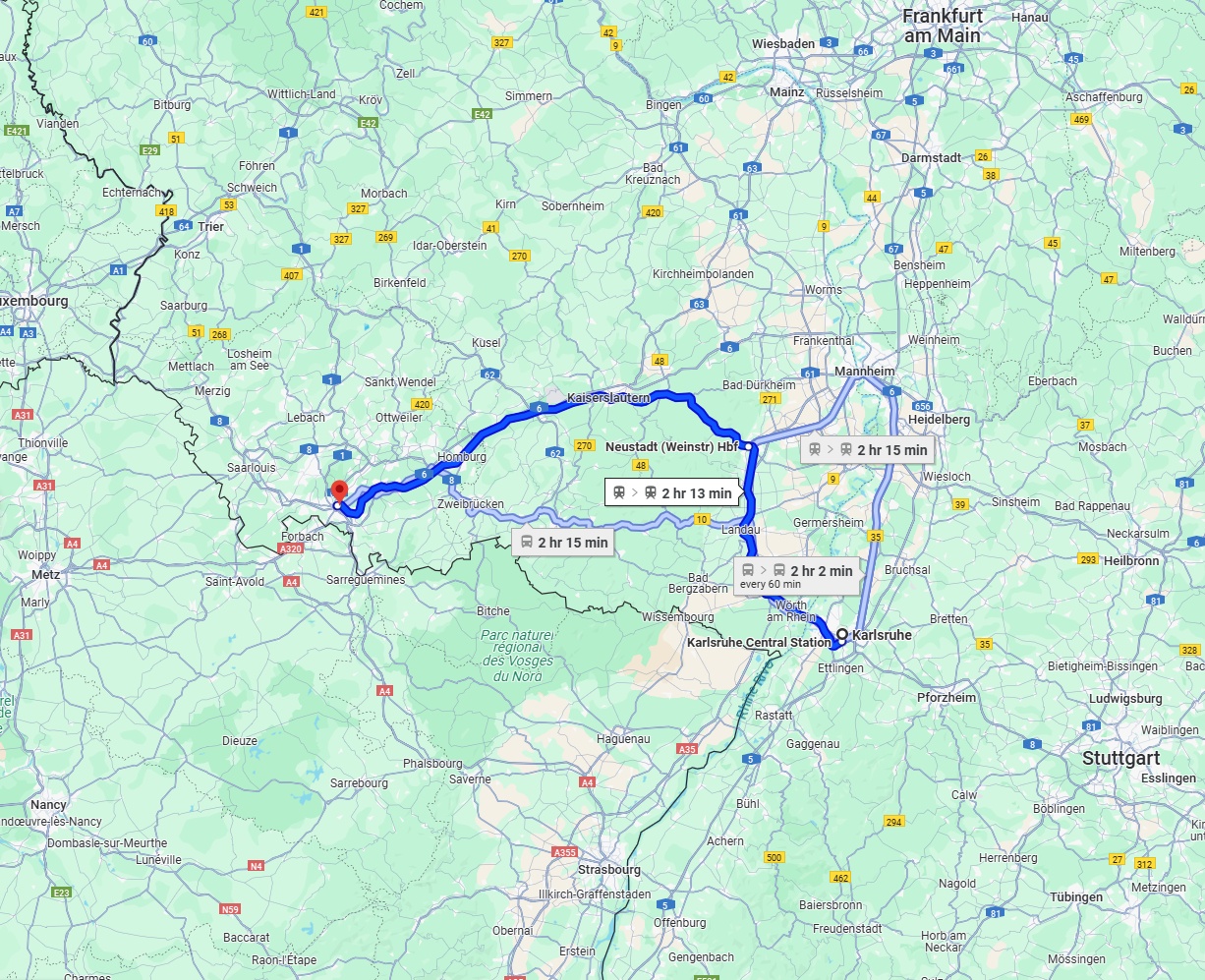 Anreise von Karlsruhe Zu Saarbrücken Über 