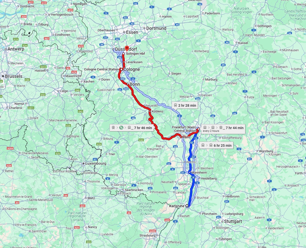 Anreise von Karlsruhe Zu Solingen Über 