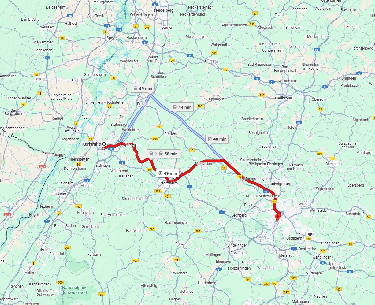 Anreise von Karlsruhe Zu Stuttgart Über 