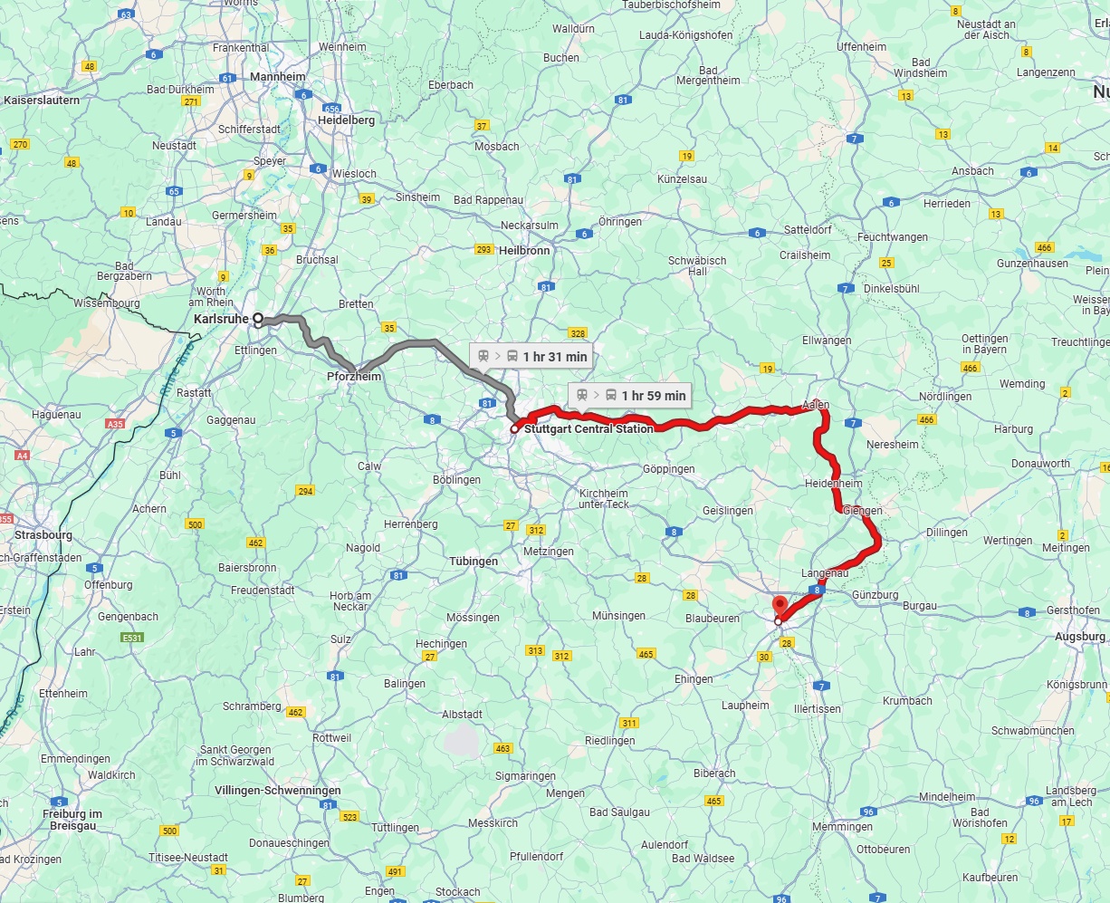 Anreise von Karlsruhe Zu Ulm Über 