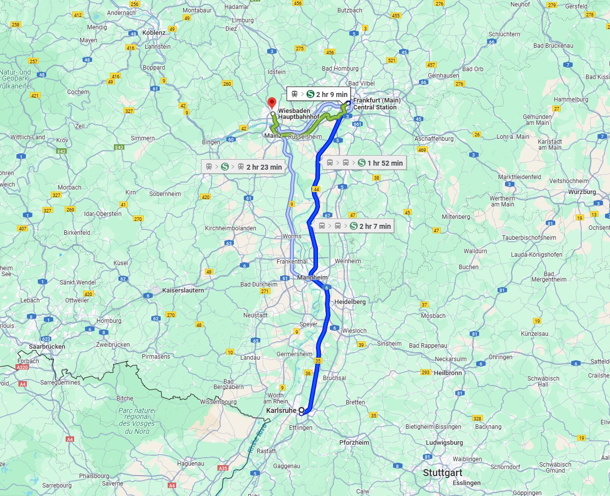 Anreise von Karlsruhe Zu Wiesbaden Über 