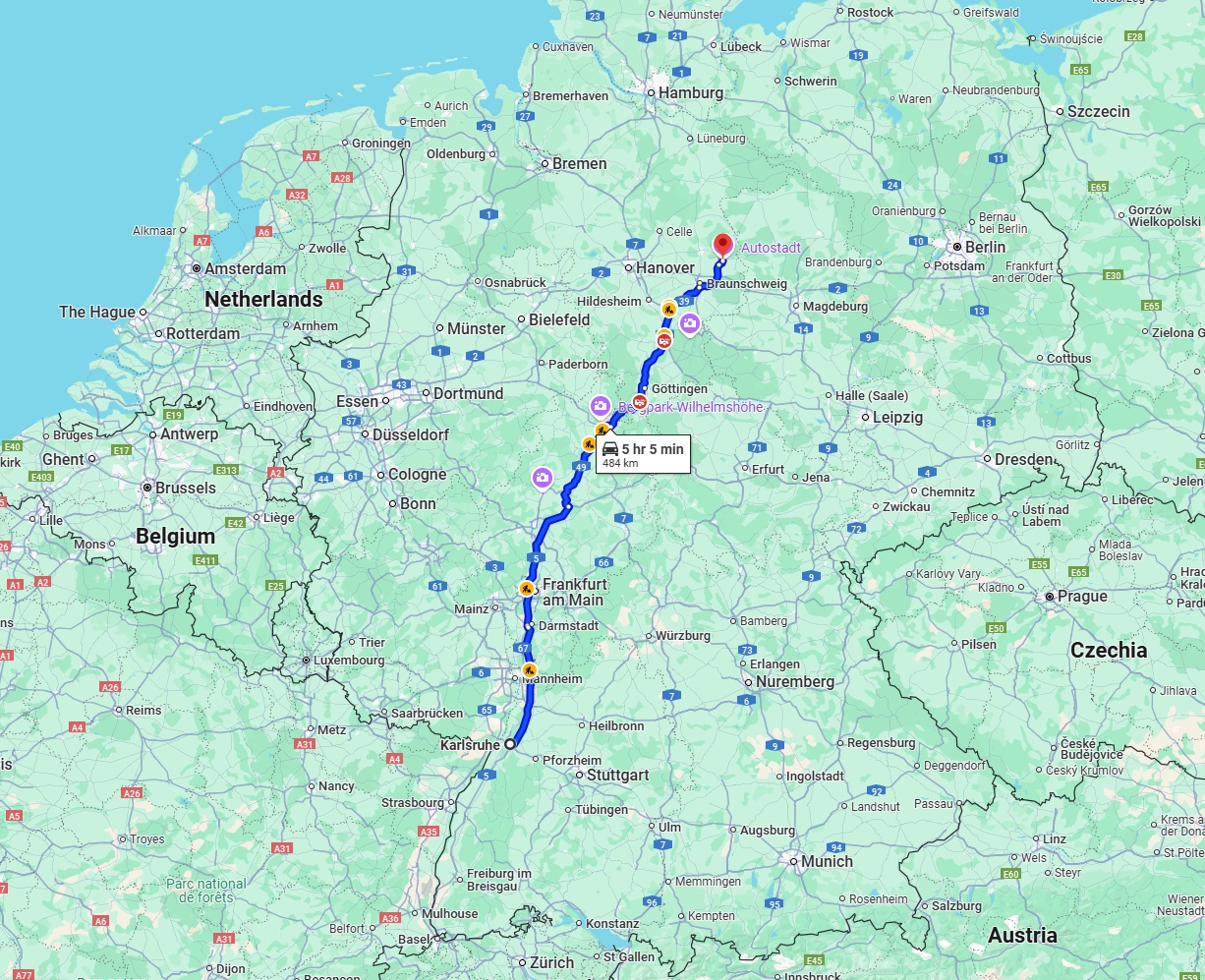 Anreise von Karlsruhe Zu Wolfsburg Über via A5