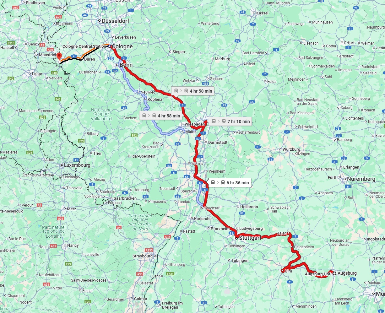 Anreise von Augsburg Zu Aachen Über 