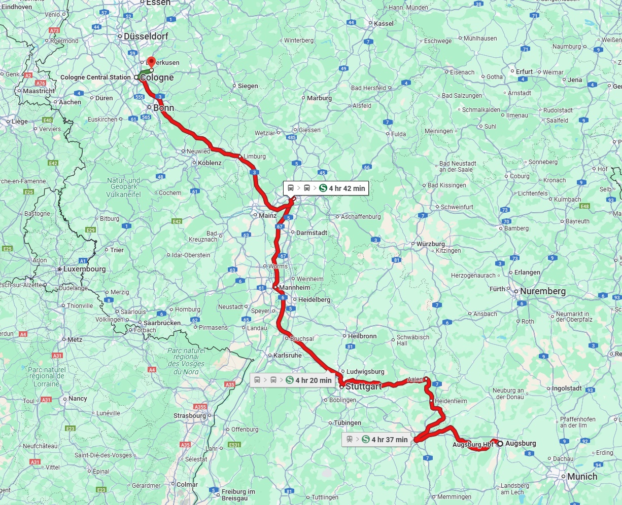 Anreise von Augsburg Zu Bergisch Gladbach Über 