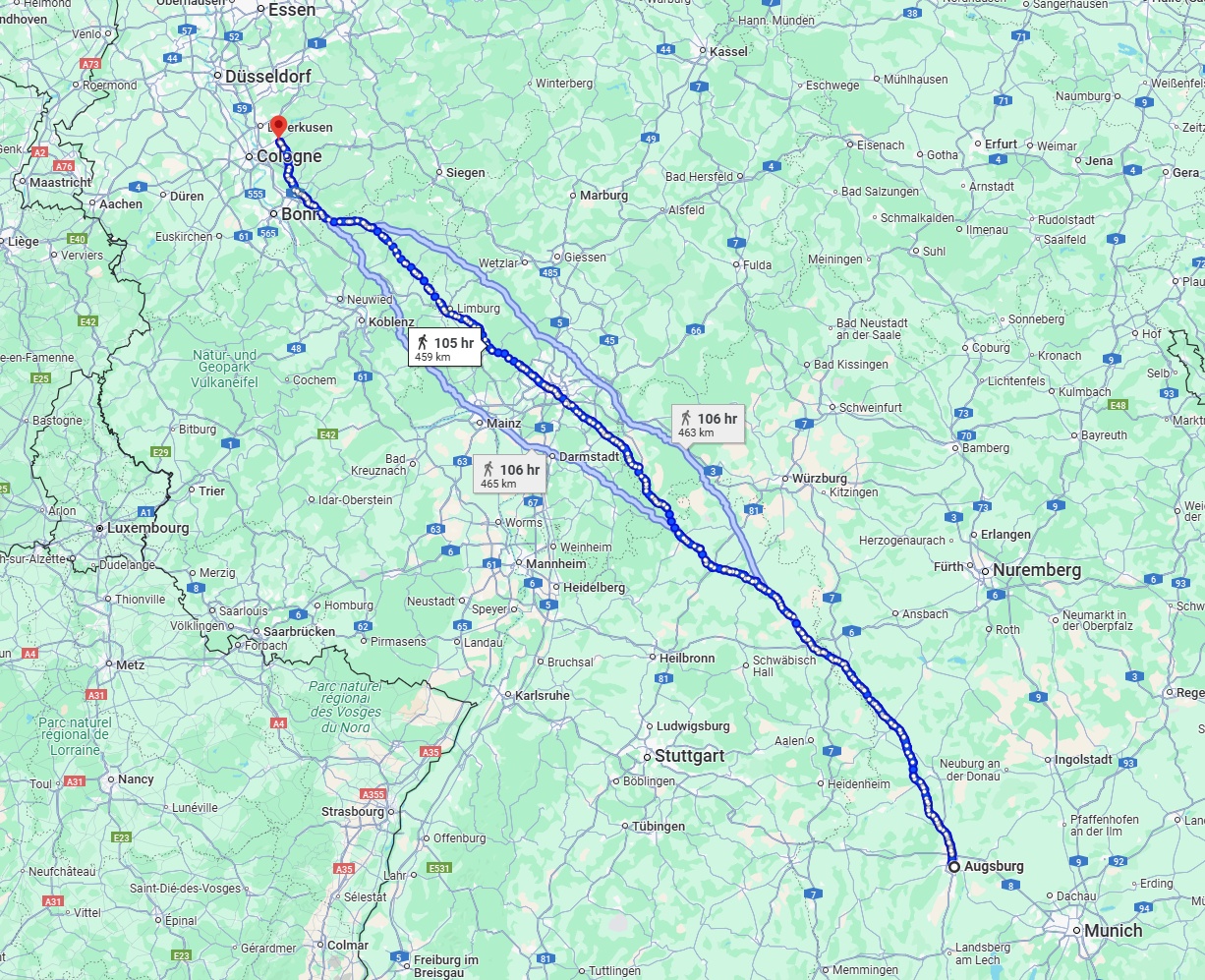 Anreise von Augsburg Zu Bergisch Gladbach Über 