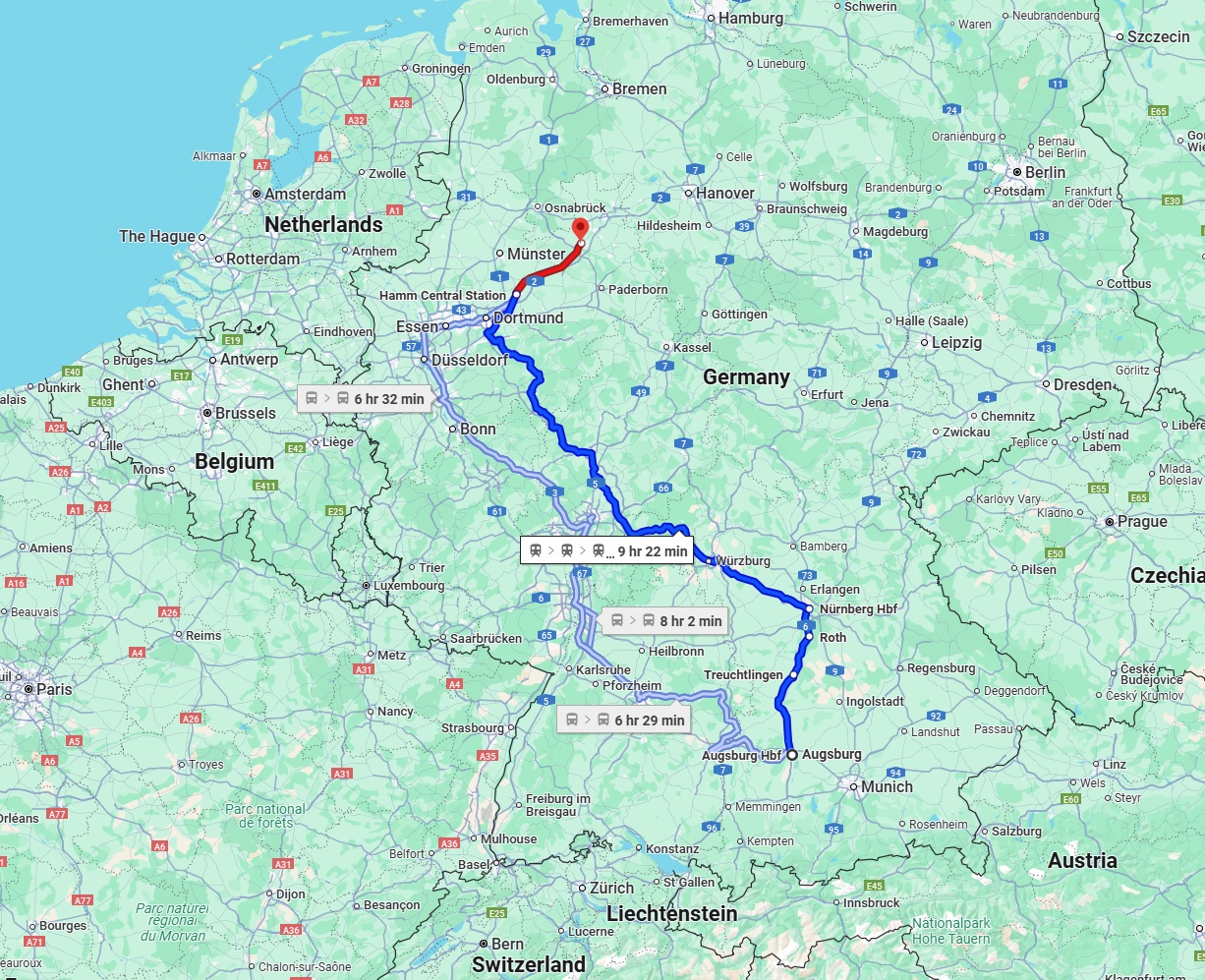 Anreise von Augsburg Zu Bielefeld Über 