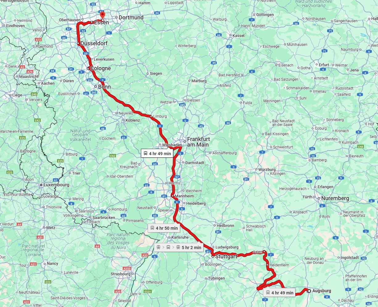 Anreise von Augsburg Zu Bochum Über 