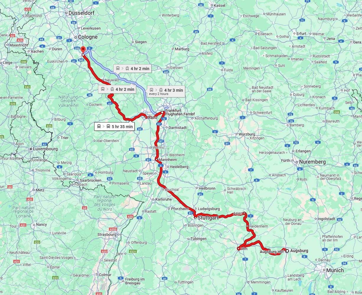 Anreise von Augsburg Zu Bonn Über 