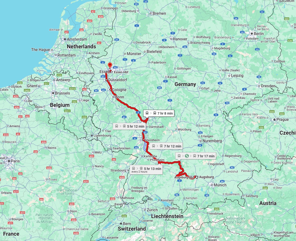 Anreise von Augsburg Zu Bottrop Über 