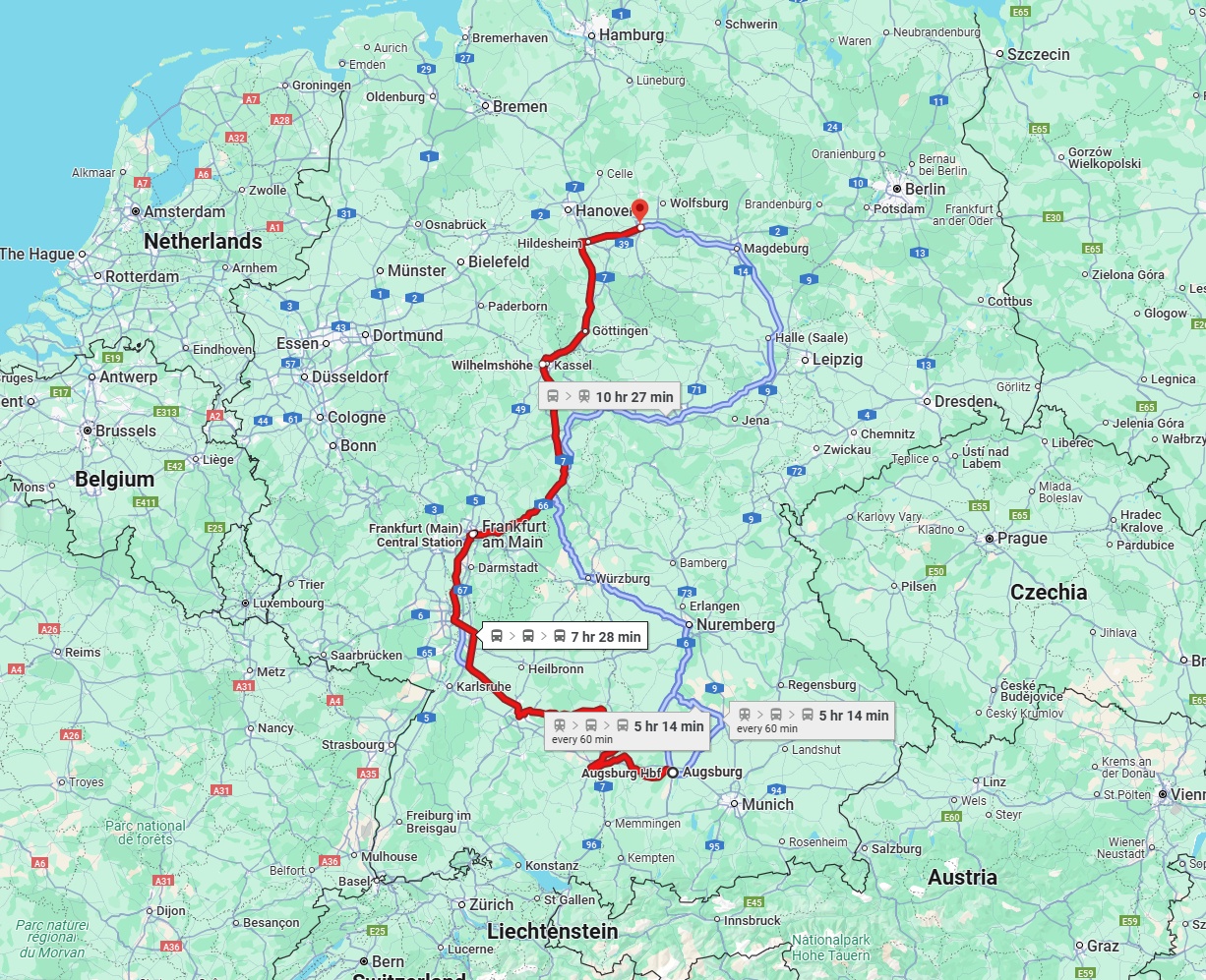Anreise von Augsburg Zu Braunschweig Über 