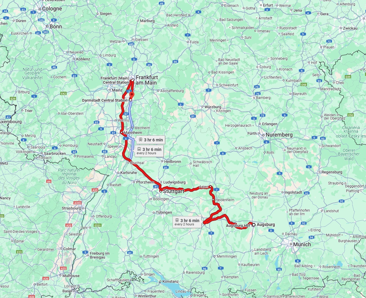 Anreise von Augsburg Zu Darmstadt Über 