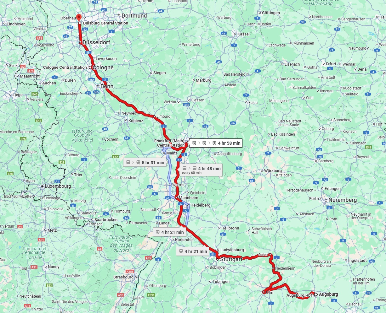 Anreise von Augsburg Zu Duisburg Über 