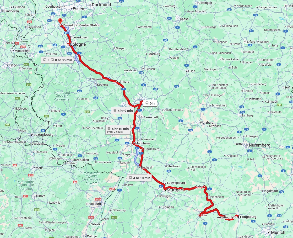 Anreise von Augsburg Zu Düsseldorf Über 