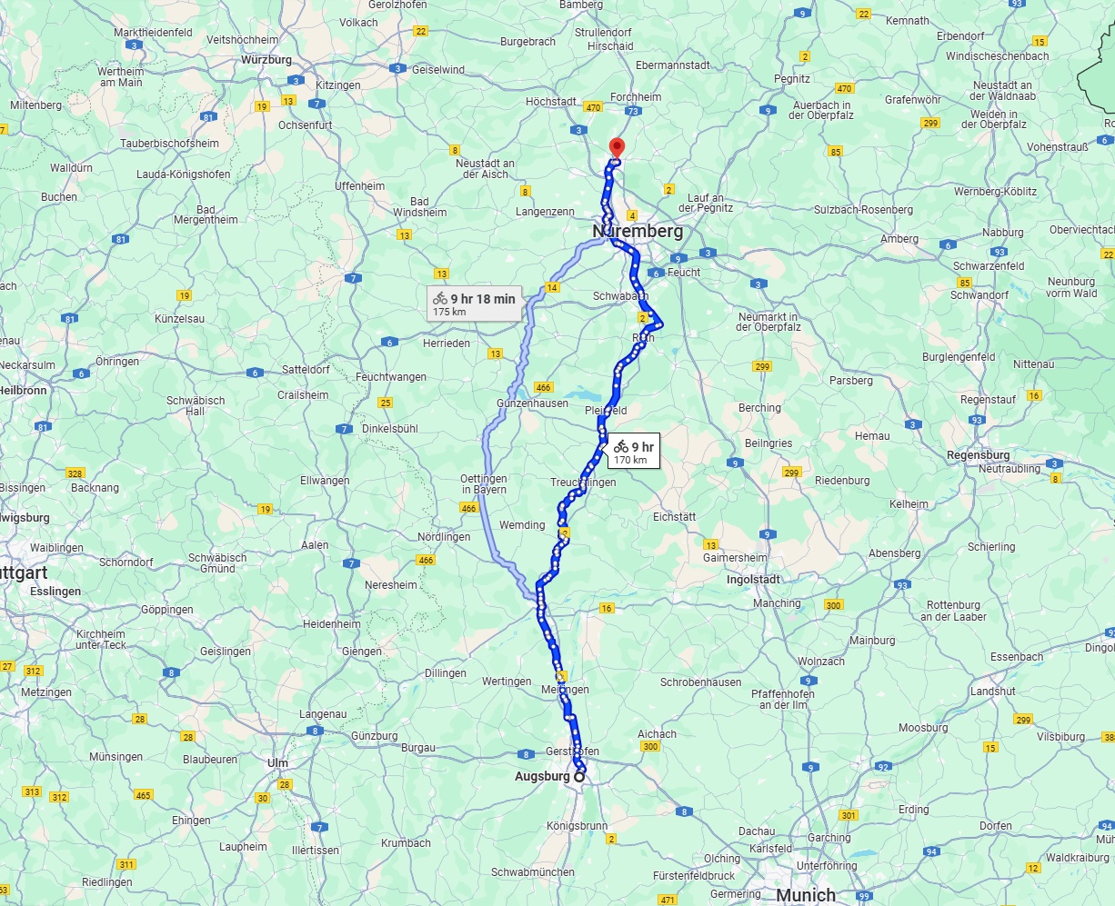 Anreise von Augsburg Zu Erlangen Über 
