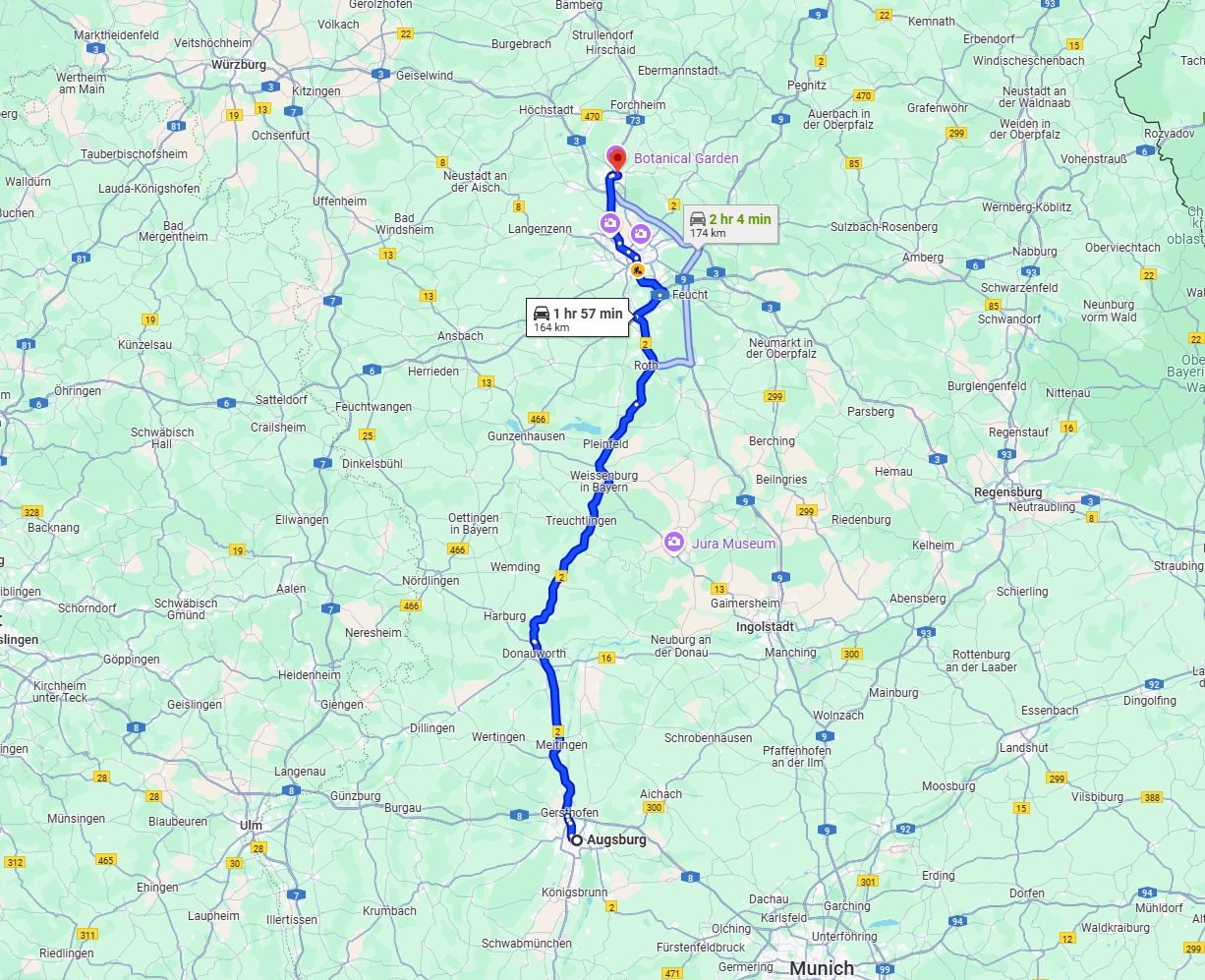 Anreise von Augsburg Zu Erlangen Über via B2 and B2