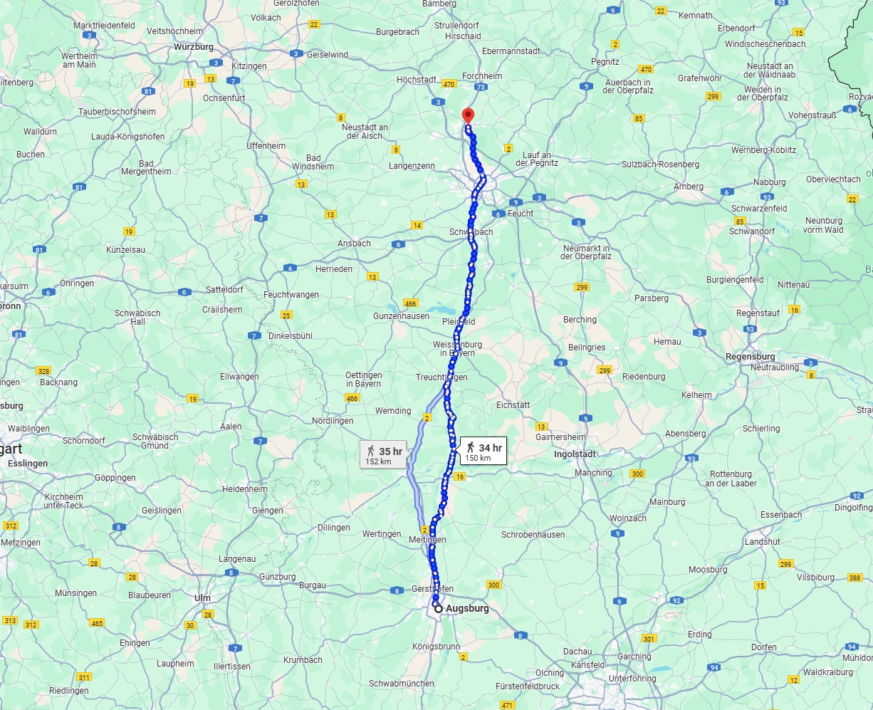 Anreise von Augsburg Zu Erlangen Über 