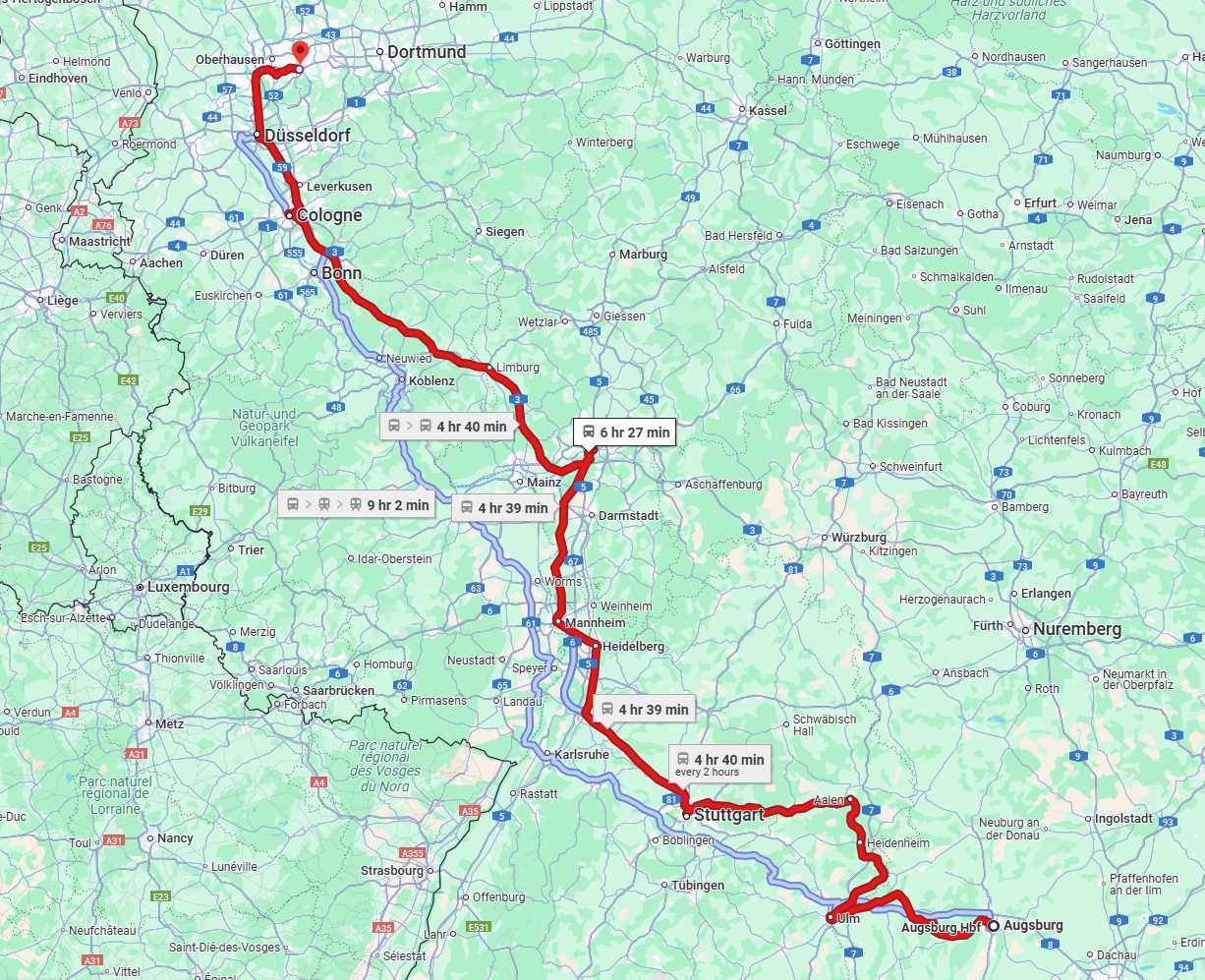 Anreise von Augsburg Zu Essen Über 
