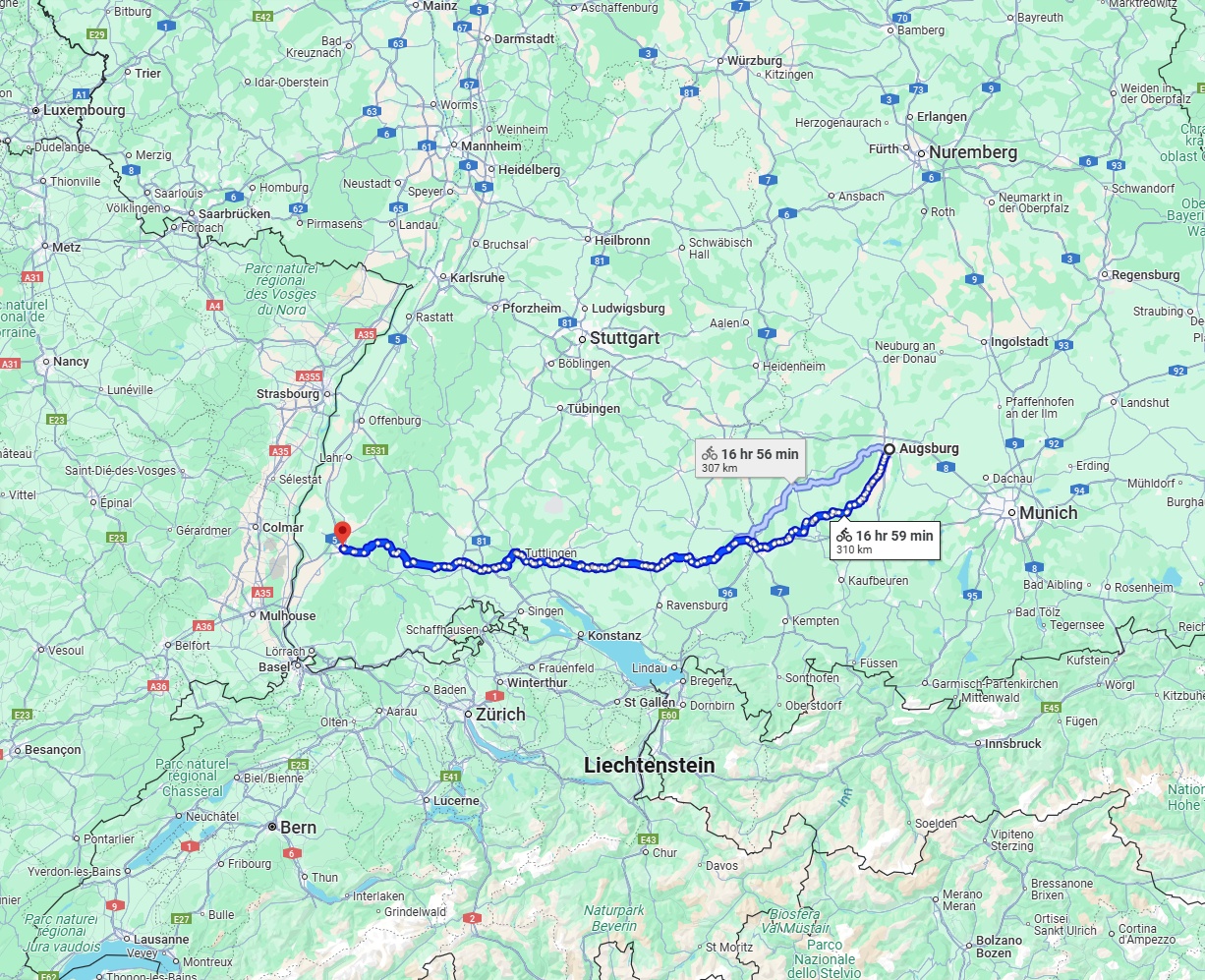 Anreise von Augsburg Zu Freiburg im Breisgau Über 